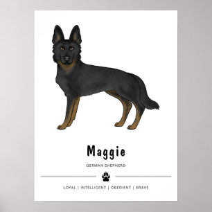 Bi-svart schäferhund söt hund och anpassad text poster