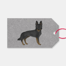 Bi-svart schäferhund Söt tecknad hund Grå Presentetikett