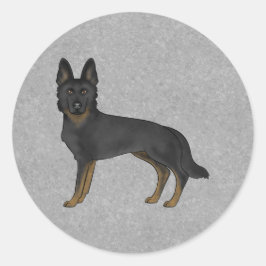 Bi-svart schäferhund Söt tecknad hund Grå Runt Klistermärke