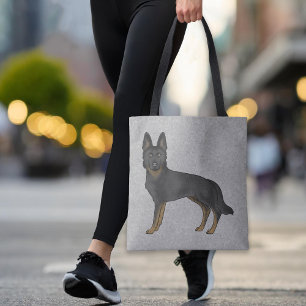 Bi-svart schäferhund Söt tecknad hund Grå Tygkasse