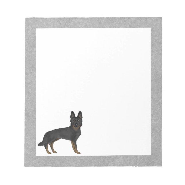 Bi-svart schäferhund Söt tecknad schäferhund Grå Anteckningsblock (Framsida)