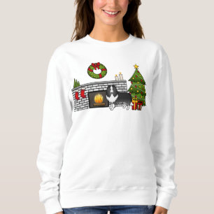 Bi-svart Shetland Sheepdog Hund I Ett Julrum T Shirt