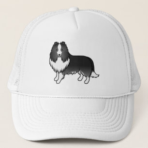 Bi-svart Shetland Sheepdog Sheltie Tecknad Hund Keps