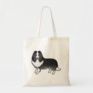Bi-svart Shetland Sheepdog Sheltie Tecknad Hund Tygkasse