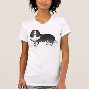 Bi-svart Shetland Sheepdog Söt Tecknad Hund T Shirt