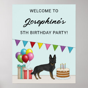 Bi-svart tysk schäferhund födelsedagsfest välkomme poster