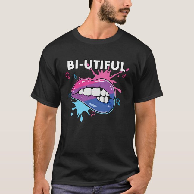Bi Utiful Bisexual Rainbow Pride Bisexuality LGBTQ T Shirt (Framsida)