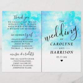 Bi-veck för Ombre vattenfärgbröllop program -