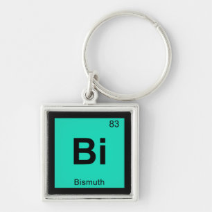 Bi - Vismut Kemi Periodiska Systemet Symbol Fyrkantig Silverfärgad Nyckelring