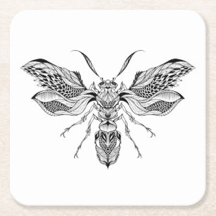 Bi-Wasp tatuering Underlägg Papper Kvadrat