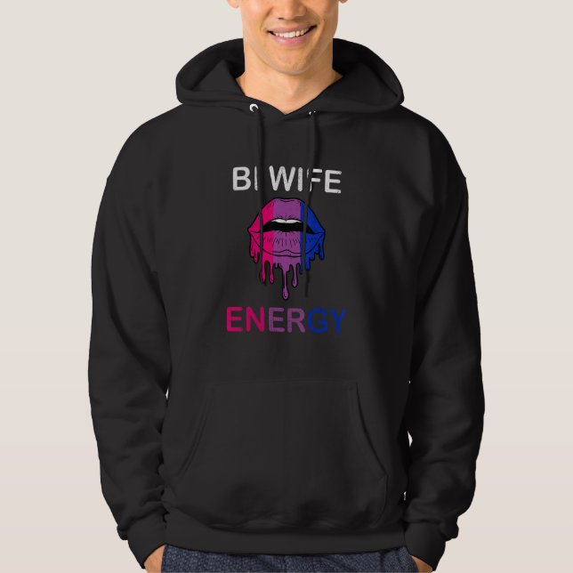 Bi Wife Energy Bisexual Rainbow Kisses Bisexual Wo Hoodie (Framsida)