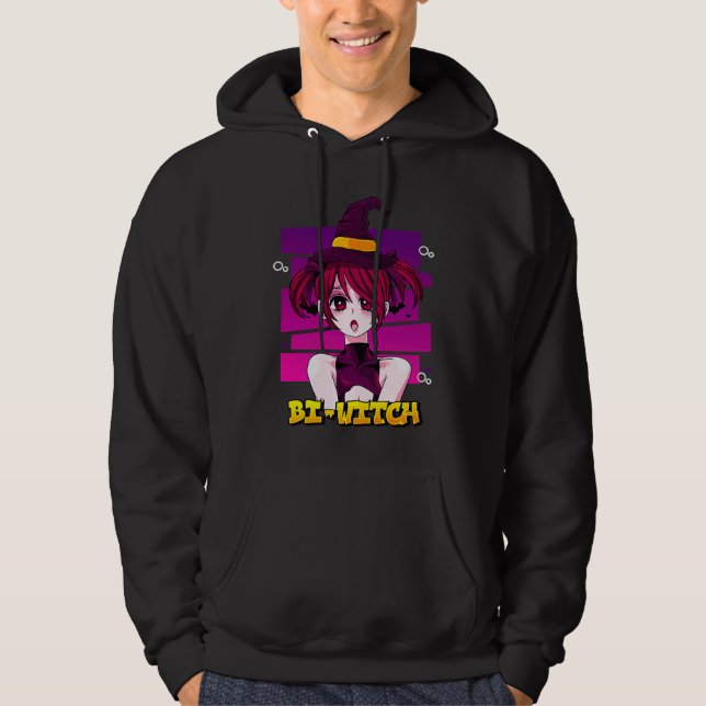 Bi Witch Bisexual Witch Pun Bihexual Bi Pride Gay  Hoodie (Framsida)