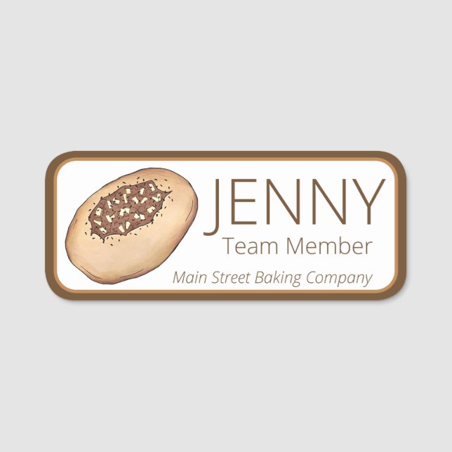 Bialy Breadaking Jewish Bakery Baking Food Deli Namnbricka (Framsida)