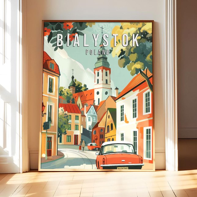 Bialystok Polen Affisch Konsttryck, Stad Retro Vin (Skapare uppladdad)
