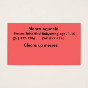 Bianca Agudelo, Biancas sitta barnvakt! , (541) Visitkort
