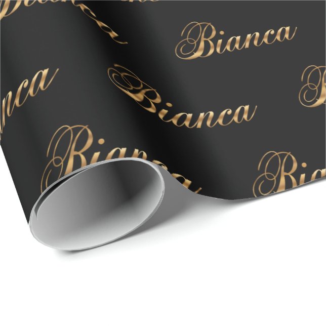 Bianca gold Design Lettering Geschenkpapier Presentpapper (Rullad Hörn)