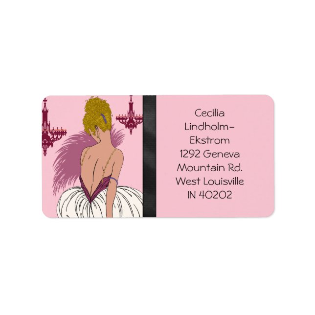 Bianca i Rosa & Burgundy Adressetikett (Framsidan)