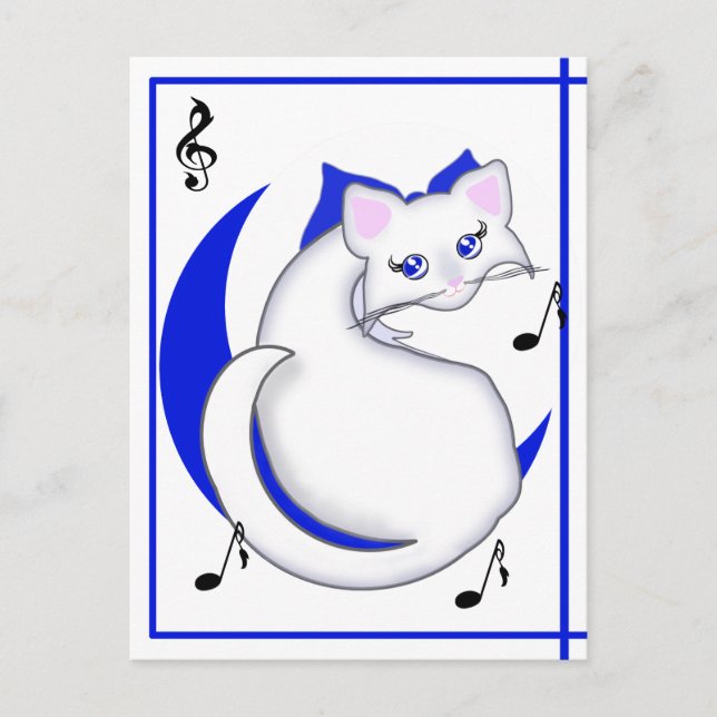 Bianca Toon Kattunge Sjungor blåkortet Vykort (Framsida)