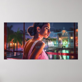 Bianca väntar på vänner i en café poster