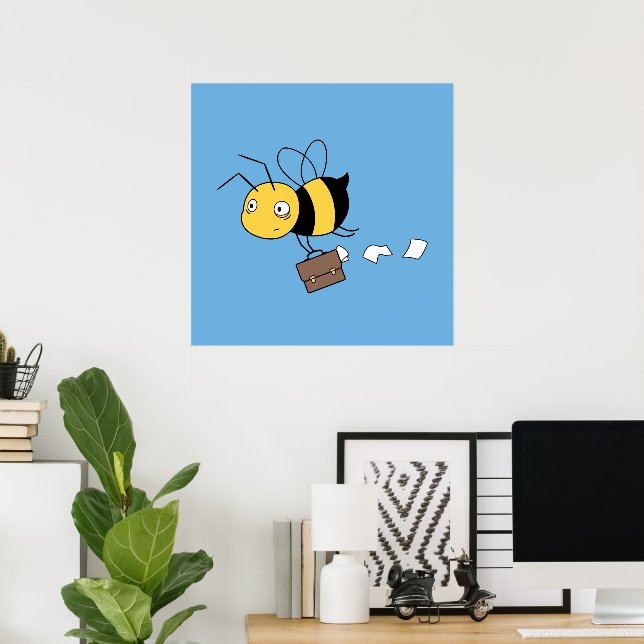Biarbetsbin, Trött Stressad Bie som Håller i en Do Poster (Hemmakontoret)