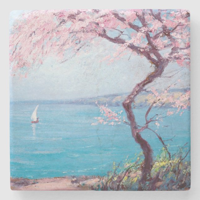 Biarritz Beach (av Kimon Loghi) Stenunderlägg (Framsidan)