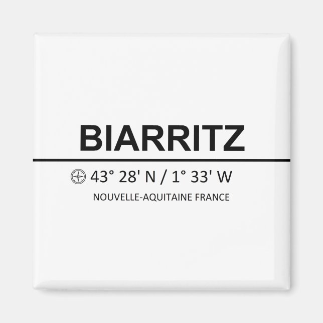Biarritz Coordinaten - Biarritz Coordinates Magnet (Framsidan)