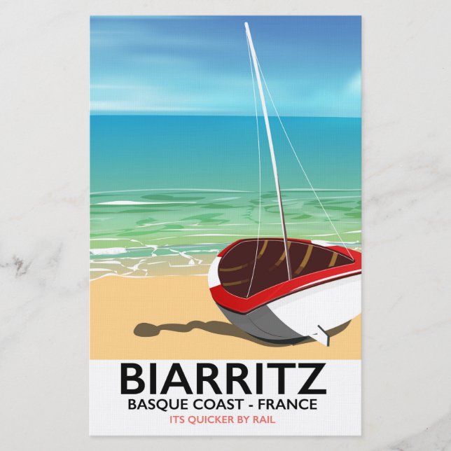 Biarritz Frankrike Beach-reseaffisch Brevpapper (Framsida)