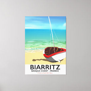 Biarritz Frankrike Beach-reseaffisch Canvastryck