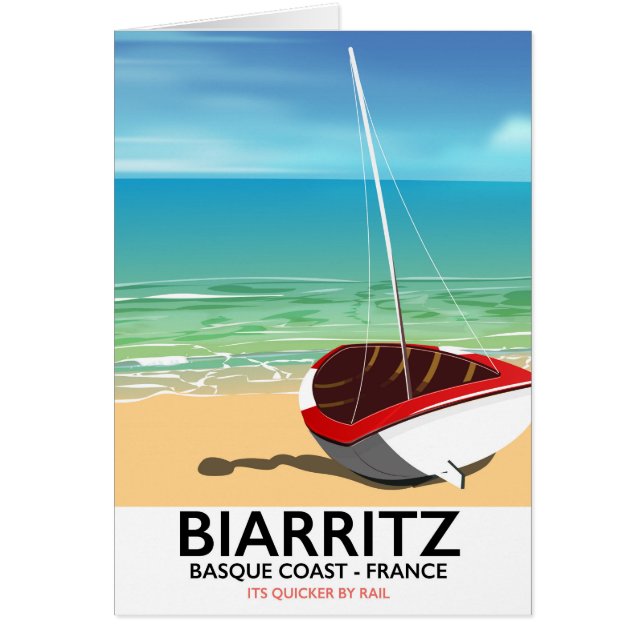 Biarritz Frankrike Beach-reseaffisch Hälsningskort (Framsidan)