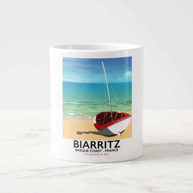 Biarritz Frankrike Beach-reseaffisch Jumbo Mugg (Framsidan)