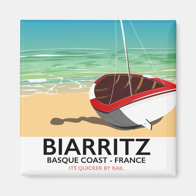 Biarritz Frankrike Beach-reseaffisch Magnet (Framsidan)