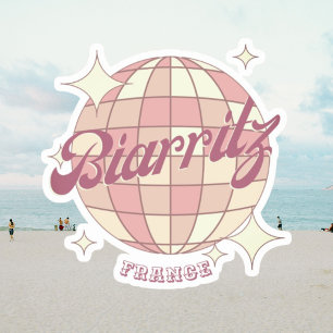 Biarritz Frankrike Retro Vintage Party rosa Klistermärken