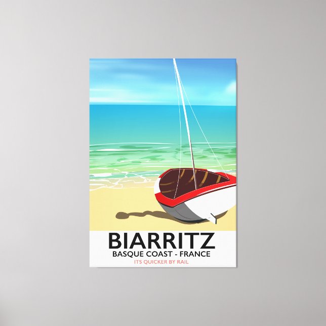 Biarritz Frankrike Strand reseinformation affisch Canvastryck (Framsida)