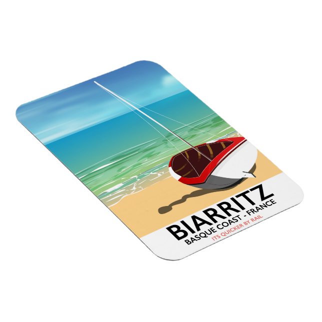 Biarritz Frankrike Strand reseinformation affisch Magnet (Högersidan)