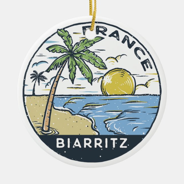 Biarritz Frankrike Vintage Julgransprydnad Keramik (Framsidan)