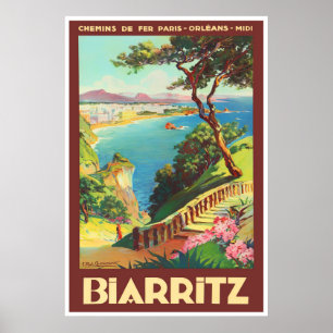 Biarritz Frankrike vintage resor 25 x 37 Poster
