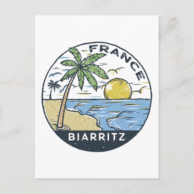 Biarritz Frankrike Vintage Vykort (Framsida)