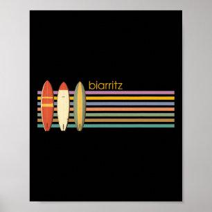 Biarritz Surfing Frankrike Fransk Surfare 70s Vint Poster