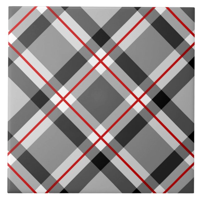 Bias Play, Black, White, Grått och Red i mitten av Kakelplatta (Framsidan)