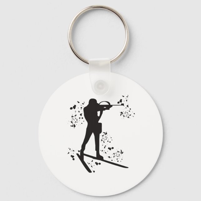 Biathlete Nordic Skiing Biathlon 10 Nyckelring (Framsida)