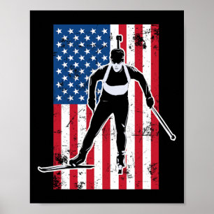 Biathlon American Flagga 2 Usa Gift - Biathlon Tea Poster
