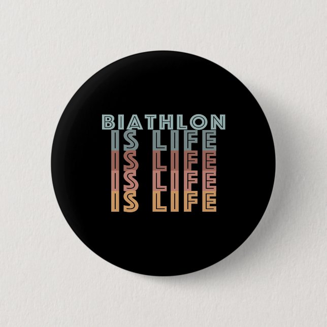 Biathlon är Life Retro Färg Ord Knapp (Framsida)