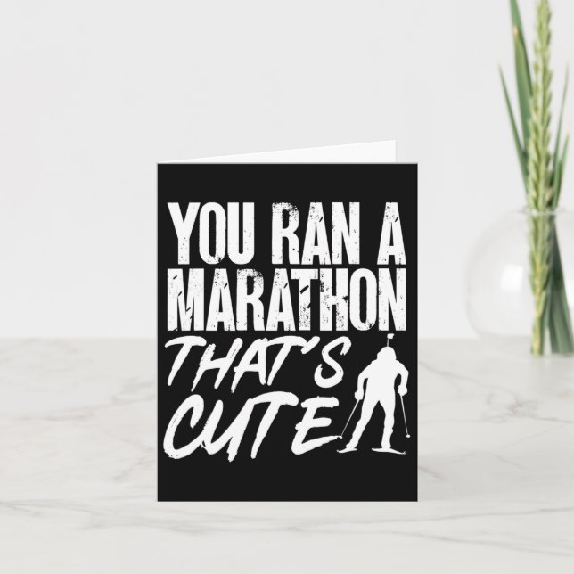 Biathlon att du fick en maraton som är Cute Skiing Kort (Framsida)