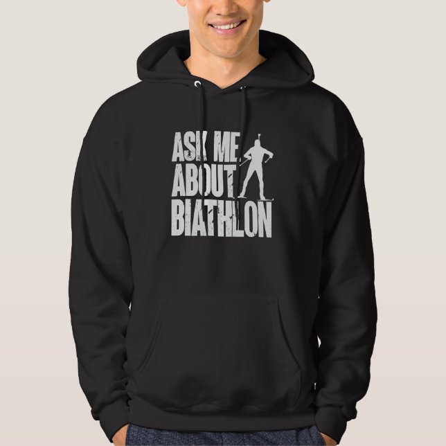 Biathlon Biathlete Cross Skiing Target Shooting Hoodie (Framsida)