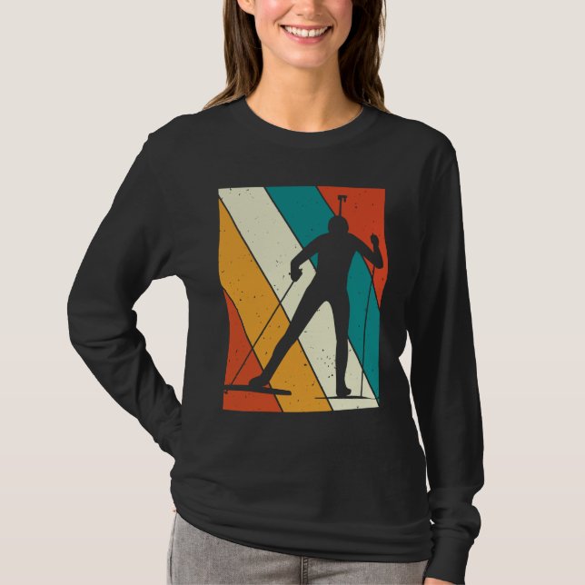 Biathlon Biathlete Target Skiing Retro Vintage T Shirt (Framsida)