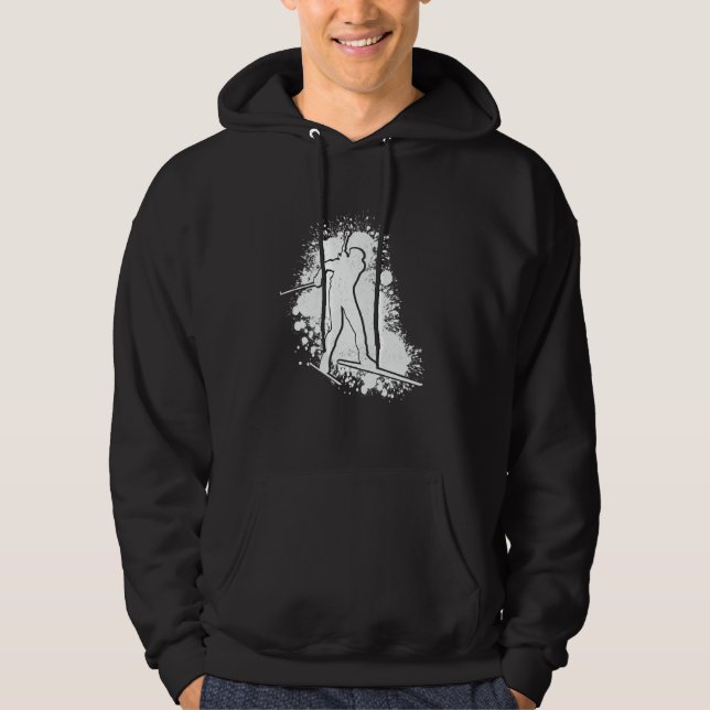 Biathlon Colorful Winter Sports Biathlete Cross Co Hoodie (Framsida)