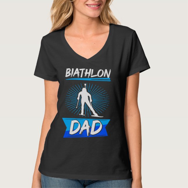 biathlon dad sport winter sports biathlete skier f t shirt (Framsida)