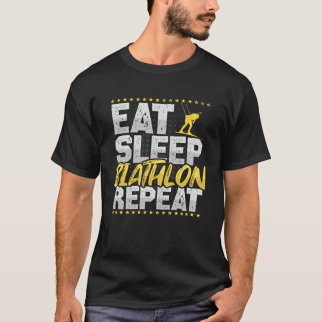 Biathlon Eat Sleep Repeat Ski Hobby Biathlon T Shirt (Framsida)