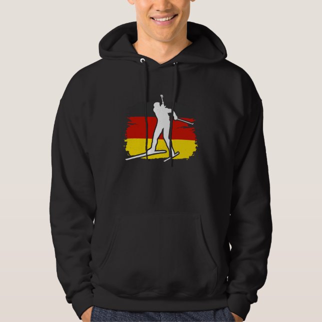 Biathlon Germany winter biathlete skier mountain Hoodie (Framsida)