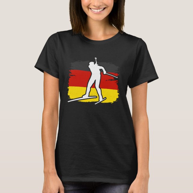 Biathlon Germany winter biathlete skier mountain T Shirt (Framsida)